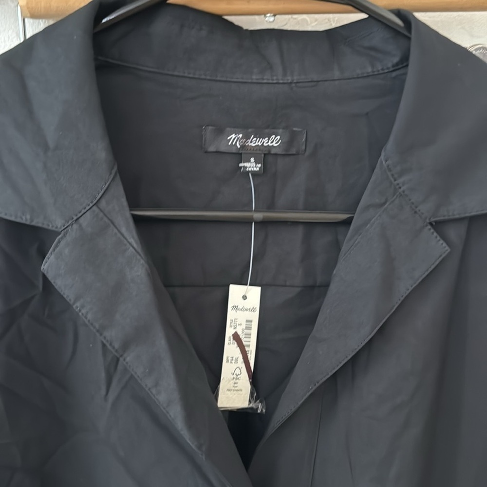 Madewell Black Belted Mini Shirt Dress Long Sleeve Button Down Small - Picture 5 of 7